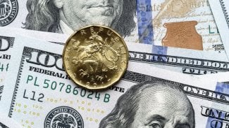 koruna, dolar, mince, peníze