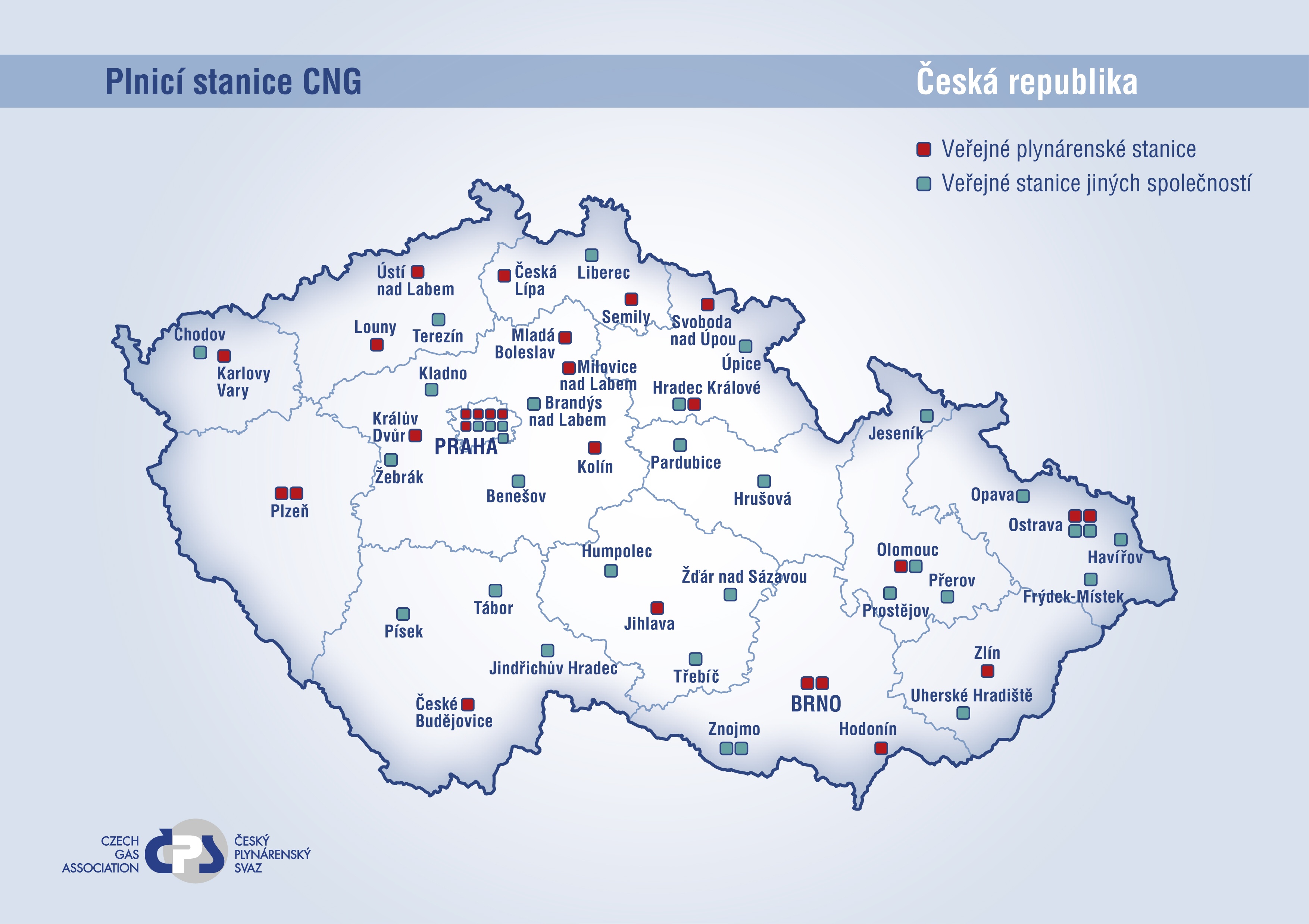 Mapa CNG stanic v ČR ke 4. 9. 2014 (pro zvětšení kliknout)